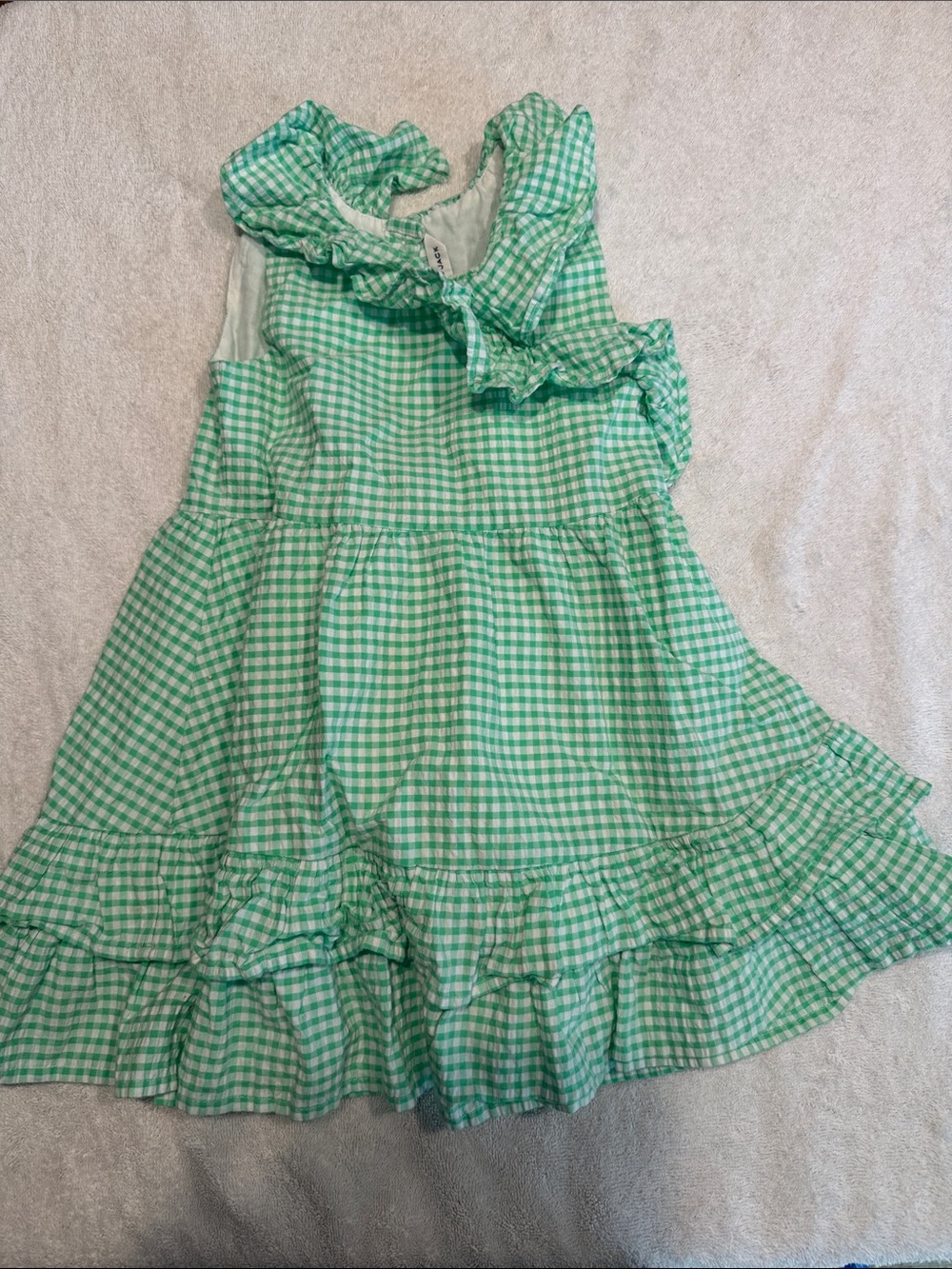 Janie and Jack Girls Green Gingham Ruffle Dress